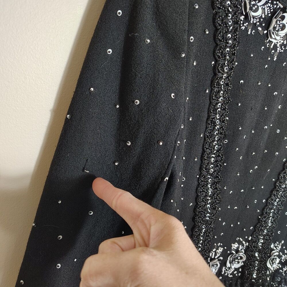 Escada Couture Sequin Beaded Jacket Size 38 Black Floral Evening Cocktail Glam - Picture 11 of 16